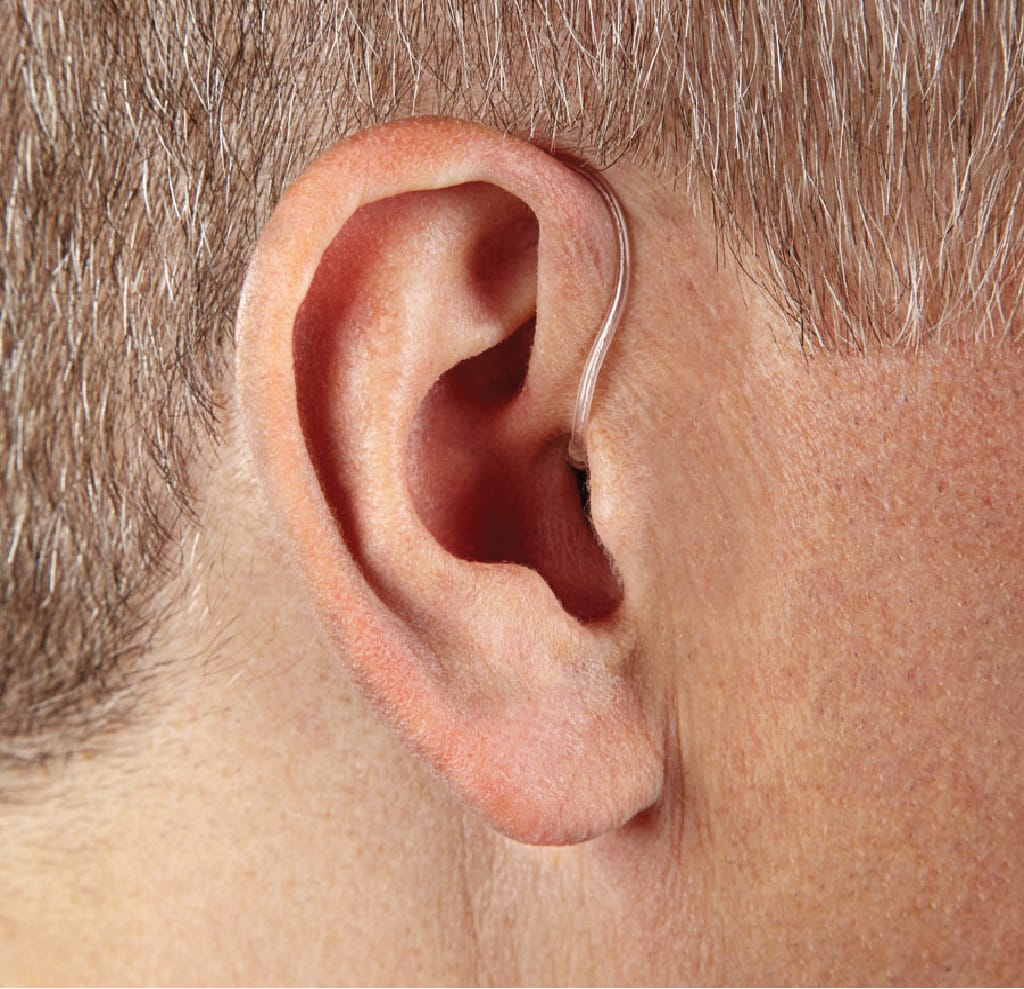 Receiver-in-Canal (RIC) on ear
