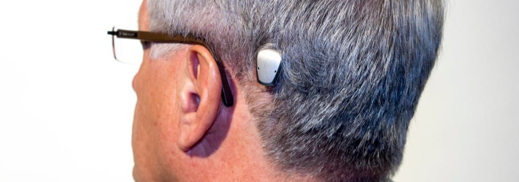 Bone Conduction Hearing Aid on patient's ear
