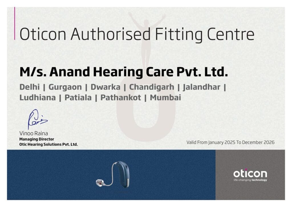 Oticon Dealer Certificate