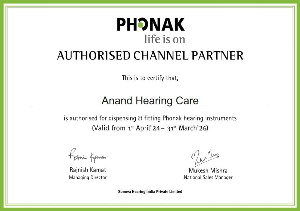 Phonak Dealer Certificate